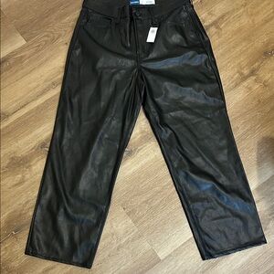 Faux Black Leather Look Trousers